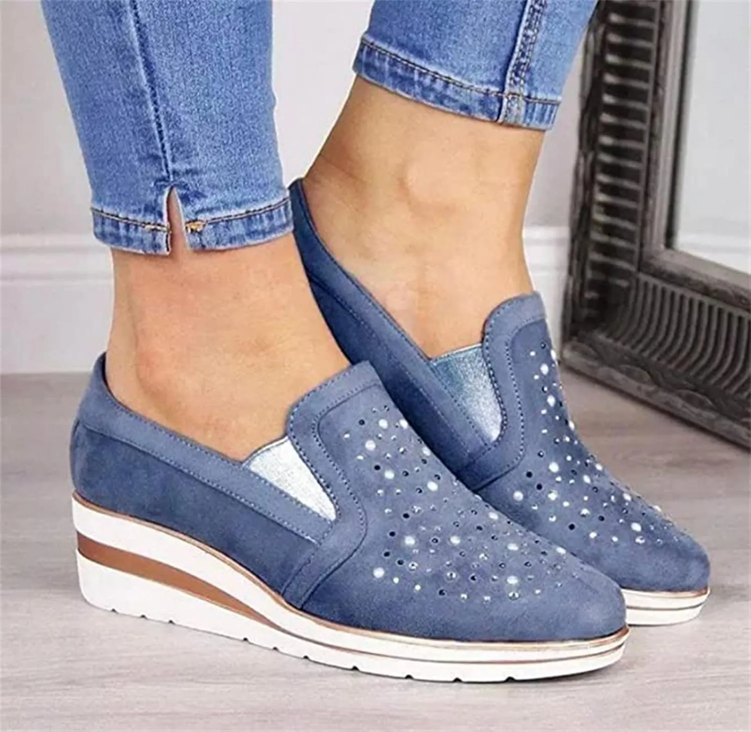 Ladmiple Shoes For Women Sneakers Trendy Slip On Running Shoes Non Slip Walking Shoes Gym Fashion Platform Tennis Shoes