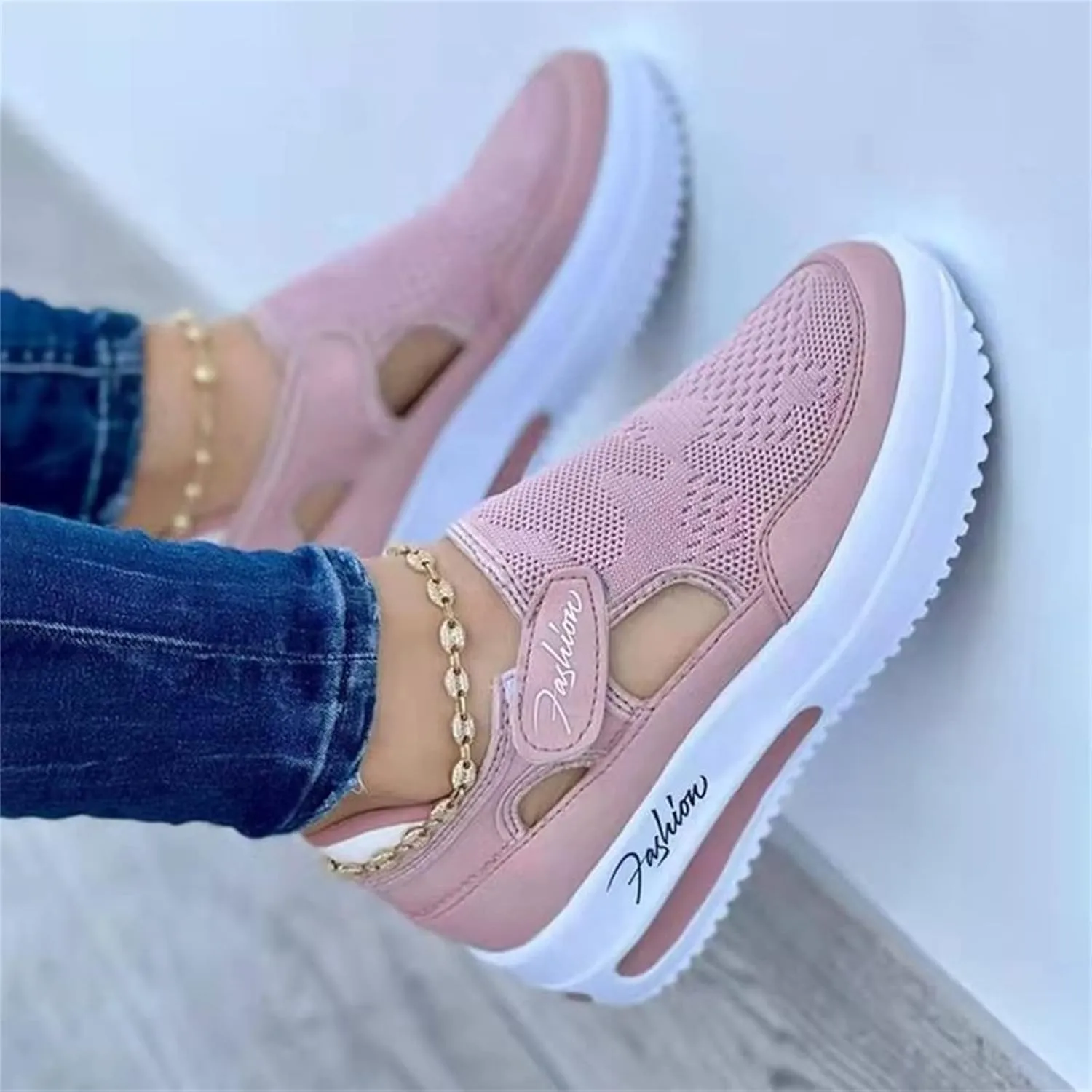 Ladmiple Sneakers For Women Slip On Wide Width Casual Lace Up Walking Shoes Dressy Summer Fashion Platform Flats Loafers