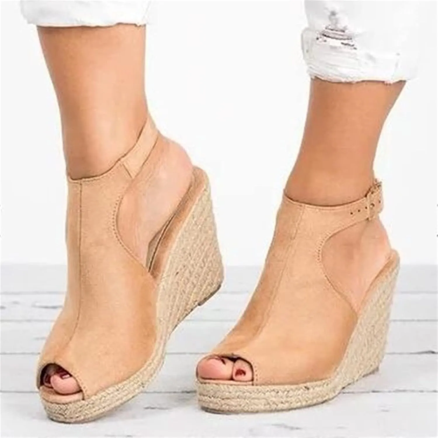 Ladmiple Summer Sandals for Women 2023 Platform Slip On Shoes Wedge Sandals Open Toe Comfy Dressy High Heel Wedge Sandal
