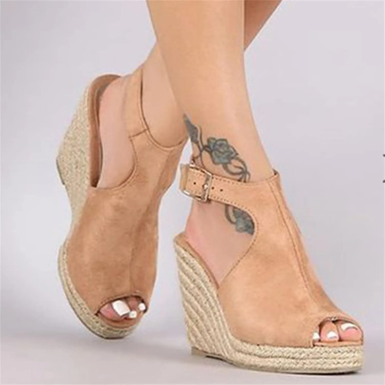 Ladmiple Summer Sandals for Women 2023 Platform Slip On Shoes Wedge Sandals Open Toe Comfy Dressy High Heel Wedge Sandal
