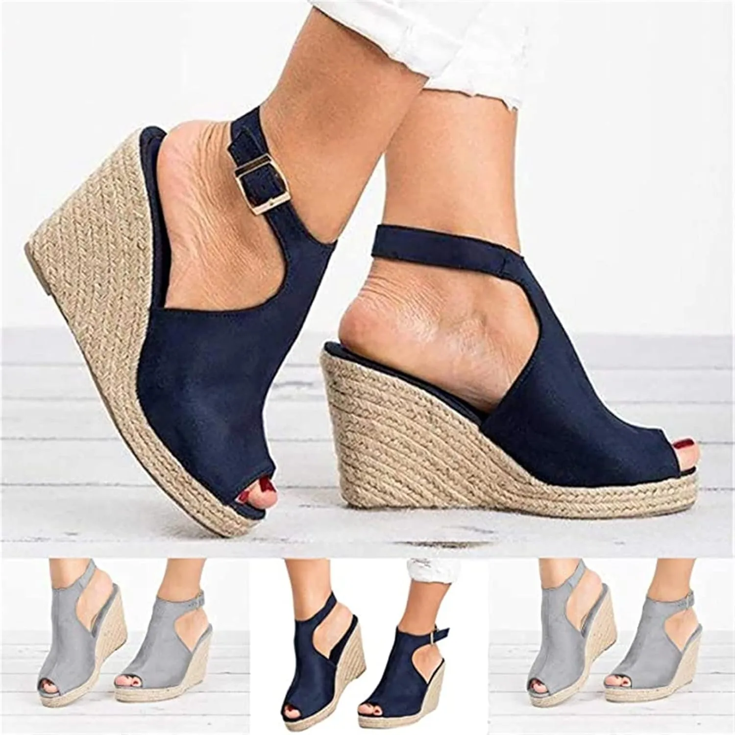 Ladmiple Summer Sandals for Women 2023 Platform Slip On Shoes Wedge Sandals Open Toe Comfy Dressy High Heel Wedge Sandal