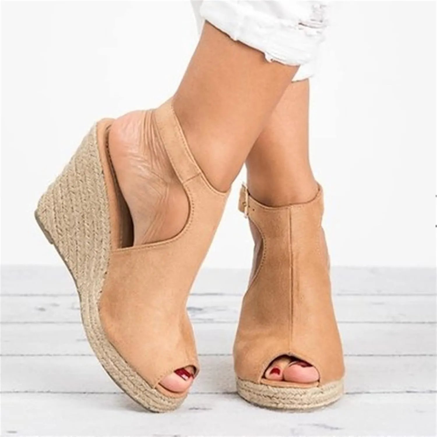Ladmiple Summer Sandals for Women 2023 Platform Slip On Shoes Wedge Sandals Open Toe Comfy Dressy High Heel Wedge Sandal