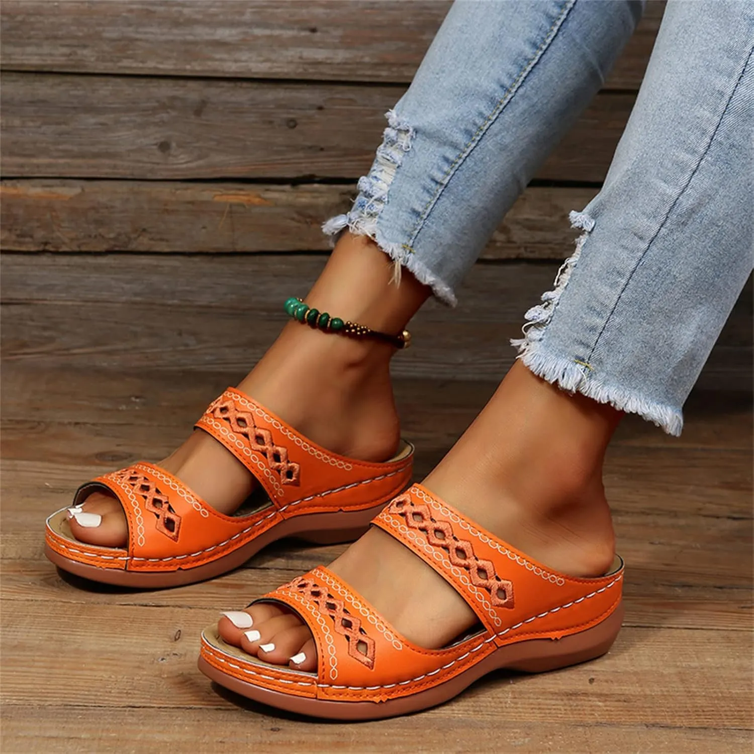 Ladmiple Summer Sandals for Women 2023 Wedge Flip Flops Sandals Breathable Slip On Open Toe Comfort Orthopedic Sandals