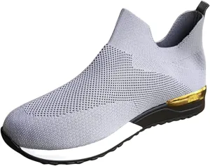Ladmiple Walking Shoes Women Arch Support Slip On Sneakers Comfort Light Weight Mesh Casual Athletic Tennis Running Sneakers