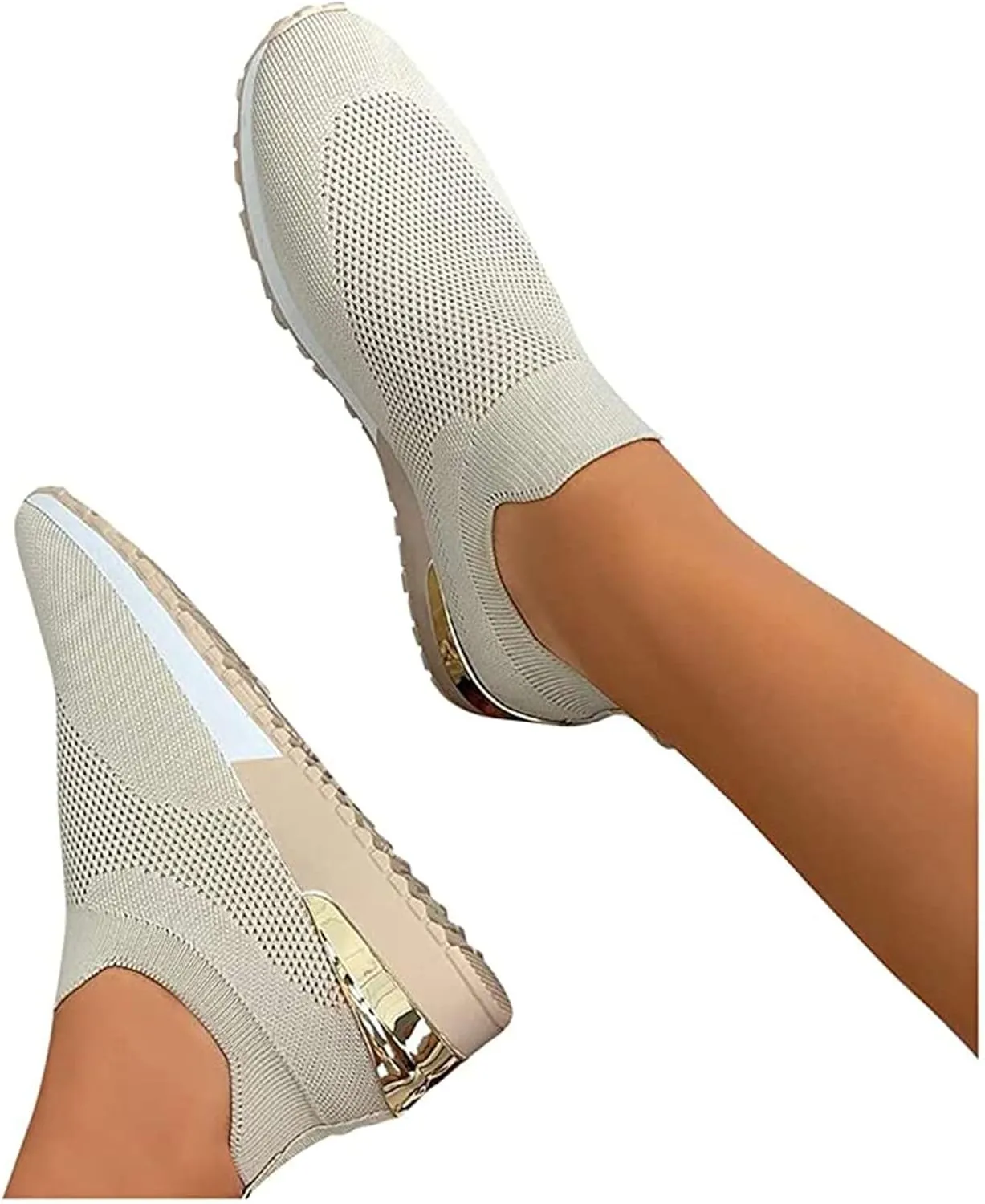 Ladmiple Walking Shoes Women Arch Support Slip On Sneakers Comfort Light Weight Mesh Casual Athletic Tennis Running Sneakers