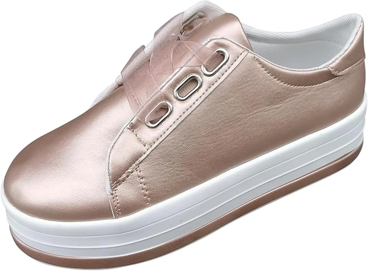 Ladmiple Womens Shoes Dressy Casual Loafers Lace Up Leather Sneaker Fashion Comfortable Slip On Platform Walking Shoes