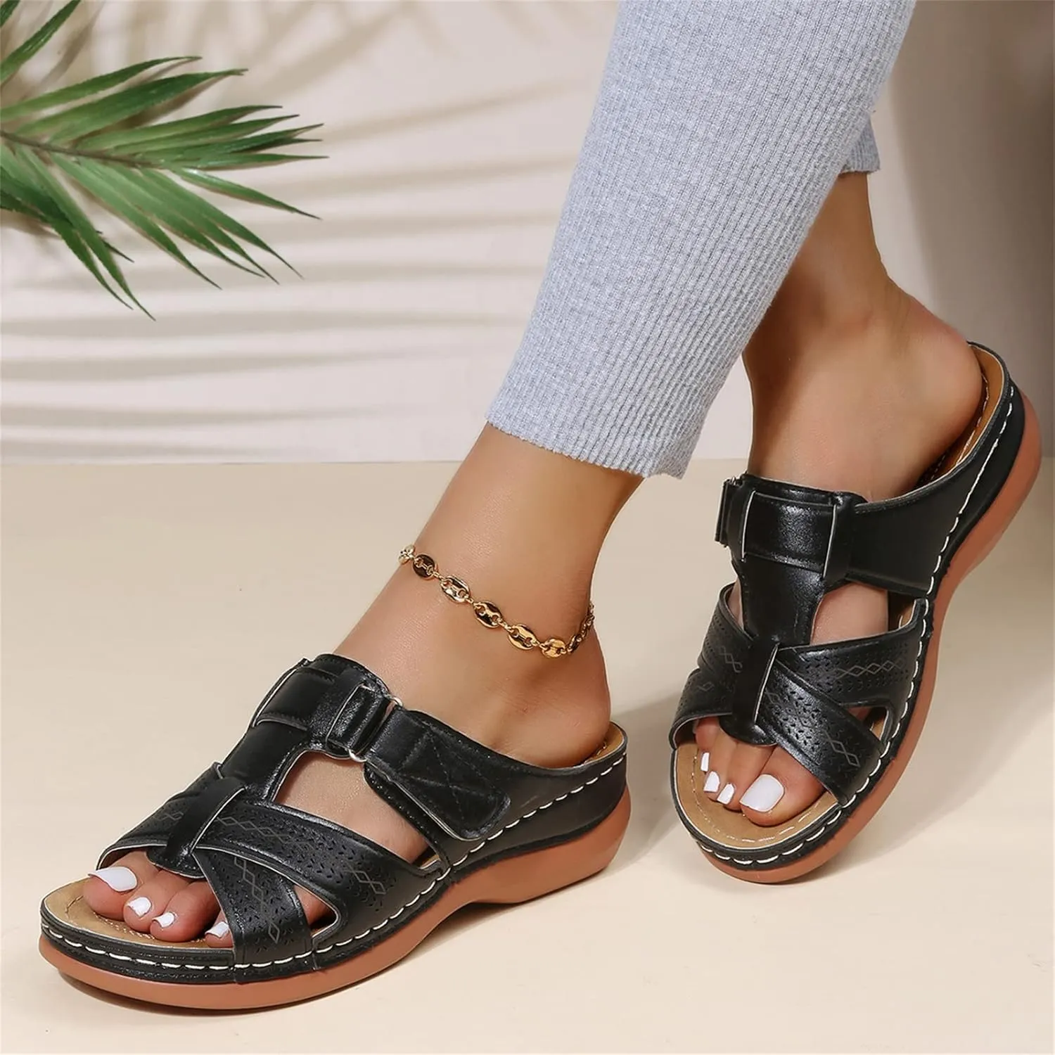 Lausiuoe Comfortable Orthopedic Sandals For Women Dressy Summer Walking Orthotic Flip Flops For Flat Feet with Arch Support