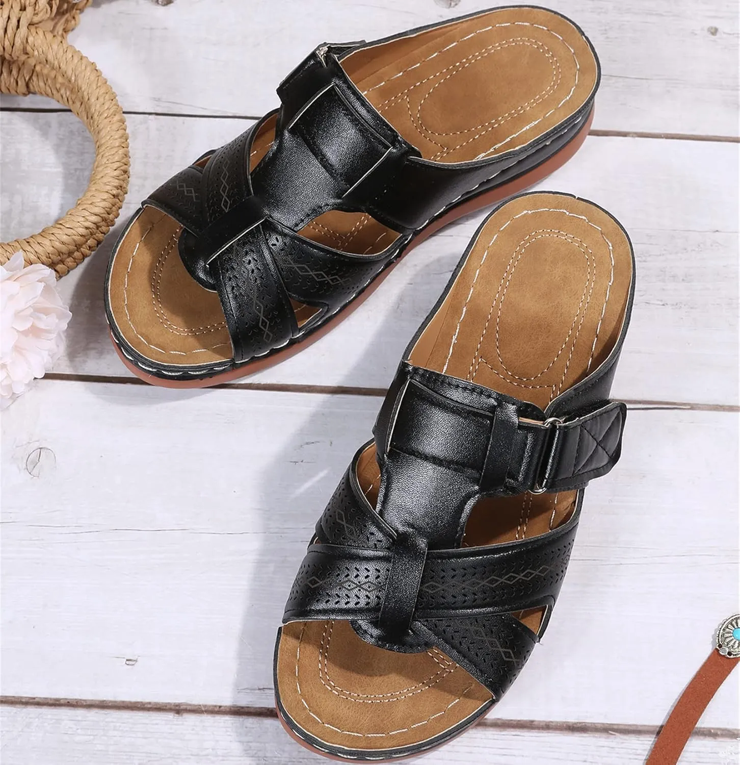 Lausiuoe Comfortable Orthopedic Sandals For Women Dressy Summer Walking Orthotic Flip Flops For Flat Feet with Arch Support