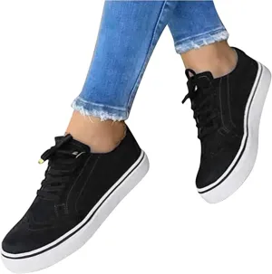 Lausiuoe Shoes For Women Sneakers Trendy Classic Casual Low Top Canvas Walking Shoes Fashion Slip On Comfort Flat Loafer