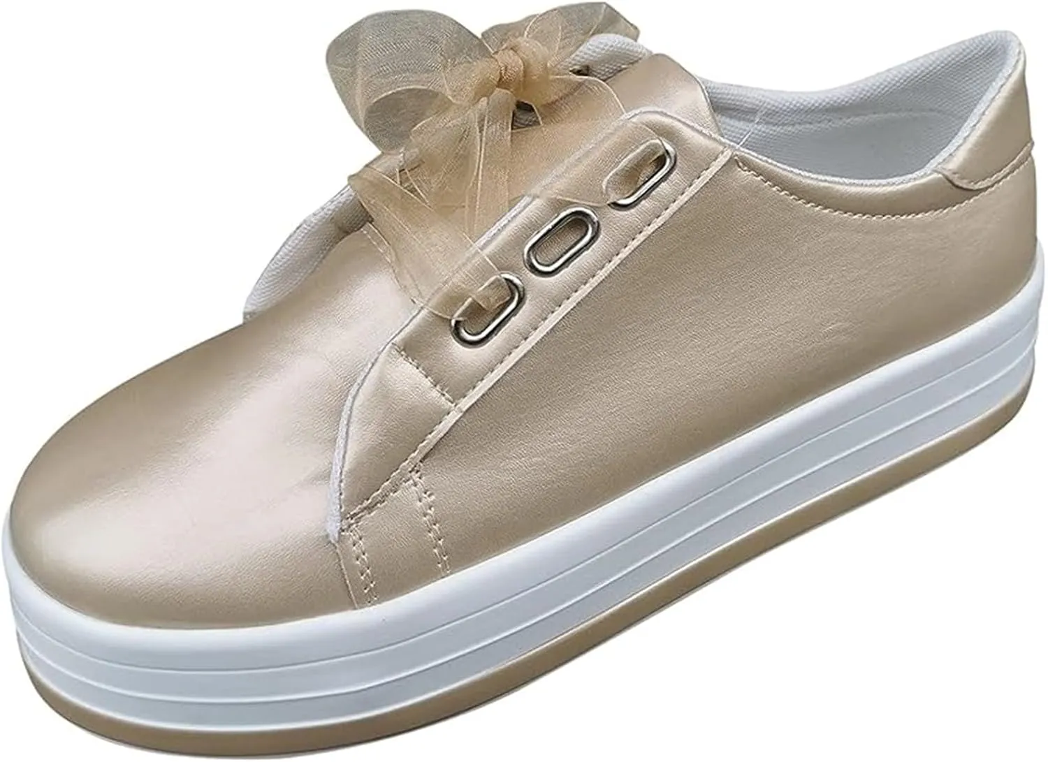 Lausiuoe Slip On Sneakers Women Wide Width Size 11 Women's Slip on Canvas Shoes Low Top Sneakers Non Slip Fashion Casual Fall Classic Lightweight Soft Comfort Breathable Walking Flat Loafers Gold