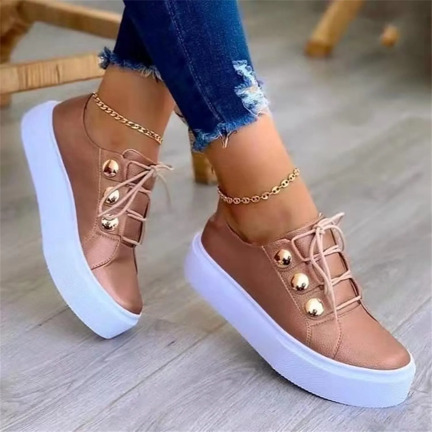 Lausiuoe Sneakers For Women Slip On Arch Support Walking Shoes Non Slip Fashion Casual Comfort Gym Sports Running Shoes