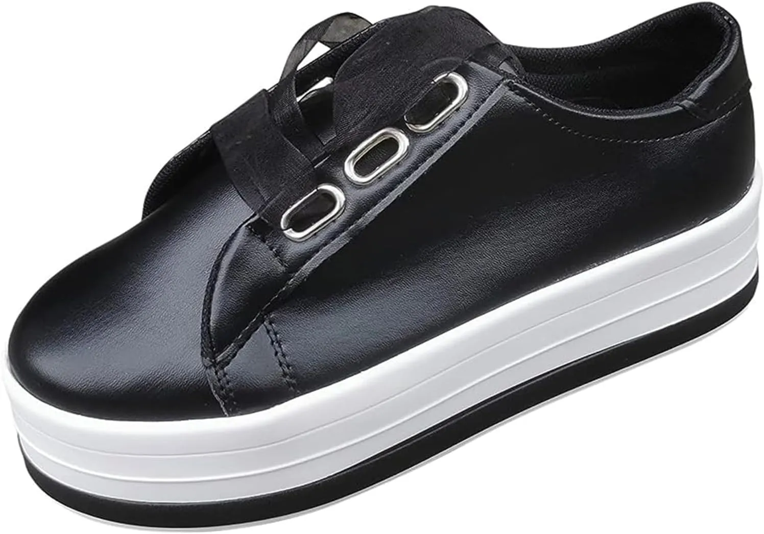 Lausiuoe Sneakers For Women Walking Shoes Comfortable Slip on Leather Shoes Low Top Non Slip Fashion Casual Flat Loafers