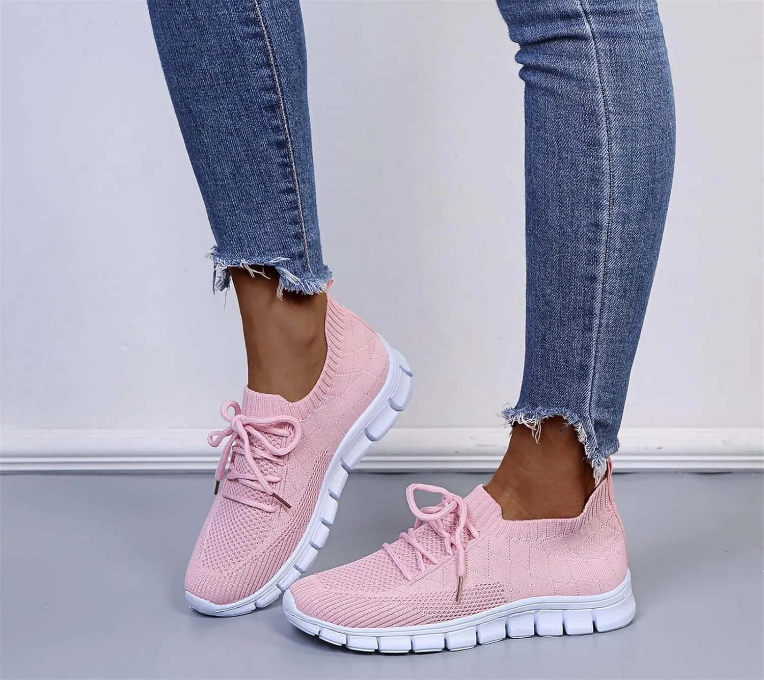 Lausiuoe Sneakers For Women Walking Shoes Slip On Comfort Light Weight Mesh Tennis Shoes Casual Sneakers for Gym Work