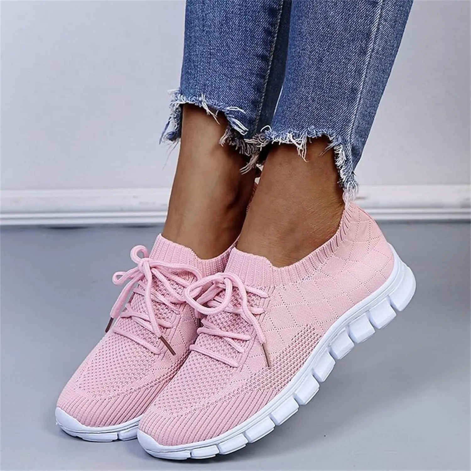 Lausiuoe Sneakers For Women Walking Shoes Slip On Comfort Light Weight Mesh Tennis Shoes Casual Sneakers for Gym Work