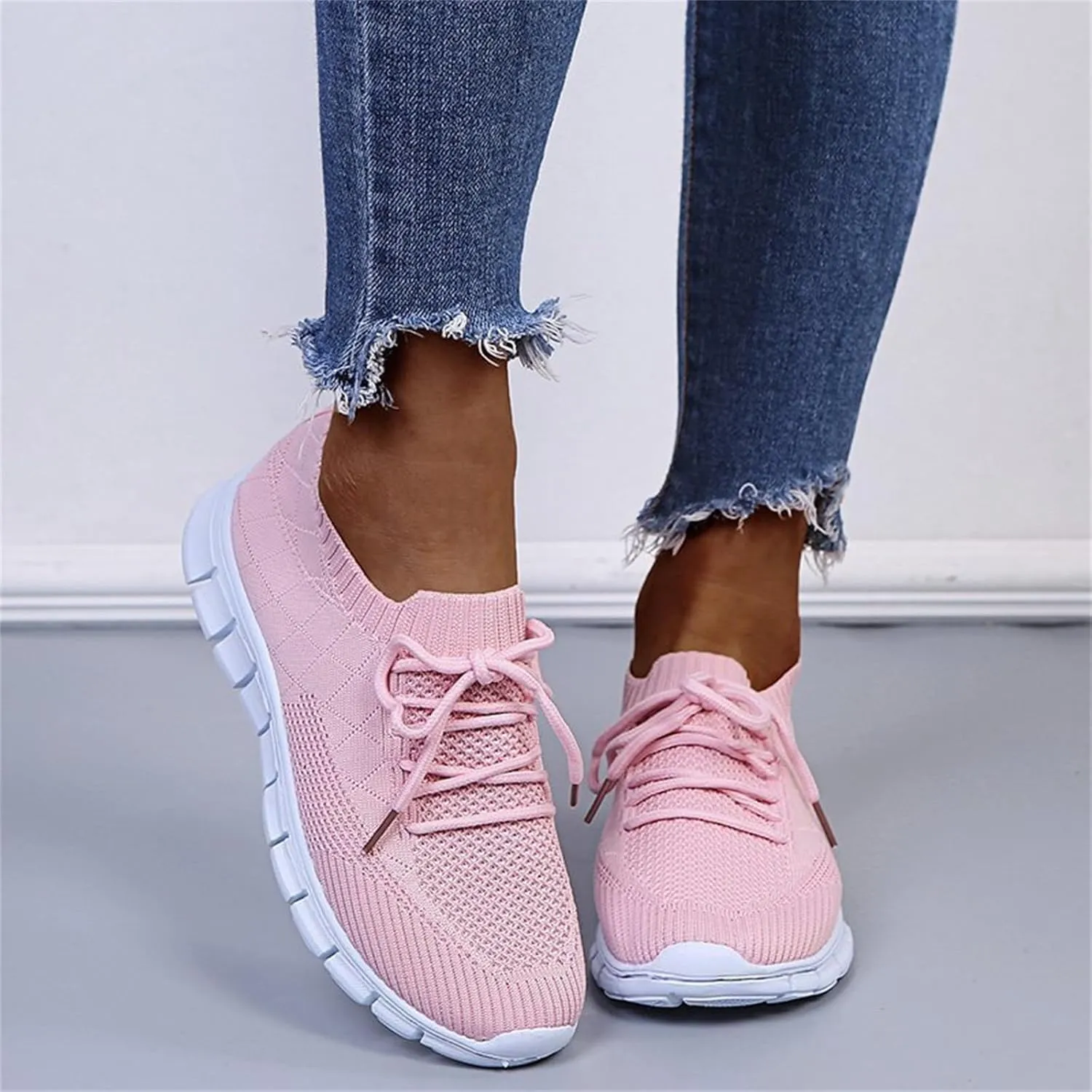 Lausiuoe Sneakers For Women Walking Shoes Slip On Comfort Light Weight Mesh Tennis Shoes Casual Sneakers for Gym Work