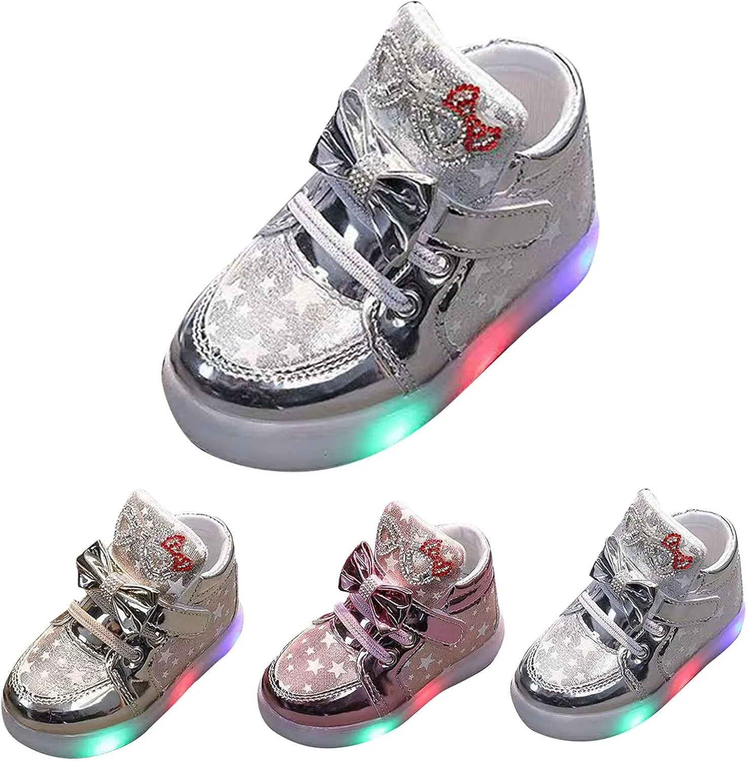 Light Up Shoes Non-Slip High Top Slip On Shoes Lac𝐞 Up Bow Walking Shoes Wide Toe Box Warm Led Snow Boots