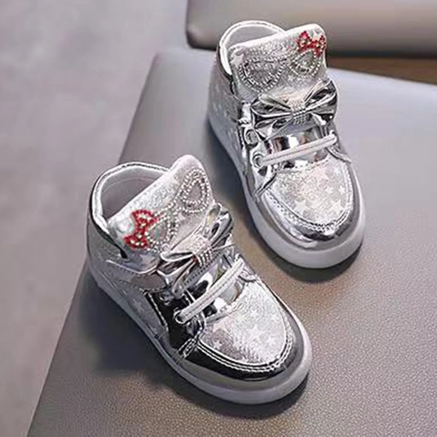 Light Up Shoes Non-Slip High Top Slip On Shoes Lac𝐞 Up Bow Walking Shoes Wide Toe Box Warm Led Snow Boots