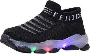 Light Up Sock Shoes for Girls Boys Toddler Kids Mesh Flashing Breathable Sneakers Soft Sport Walking Running Shoes