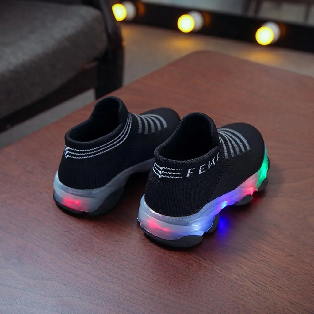 Light Up Sock Shoes for Girls Boys Toddler Kids Mesh Flashing Breathable Sneakers Soft Sport Walking Running Shoes