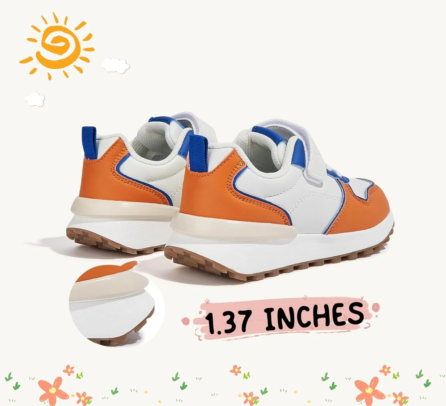 LUCKY STEP Kids Sneakers for Girls Boys Running Non-Slip Tennis Casual Walking Shoes Hook and Loop Unisex-Child Storybook Shoes for Big Kids, Little Kids & Toddlers