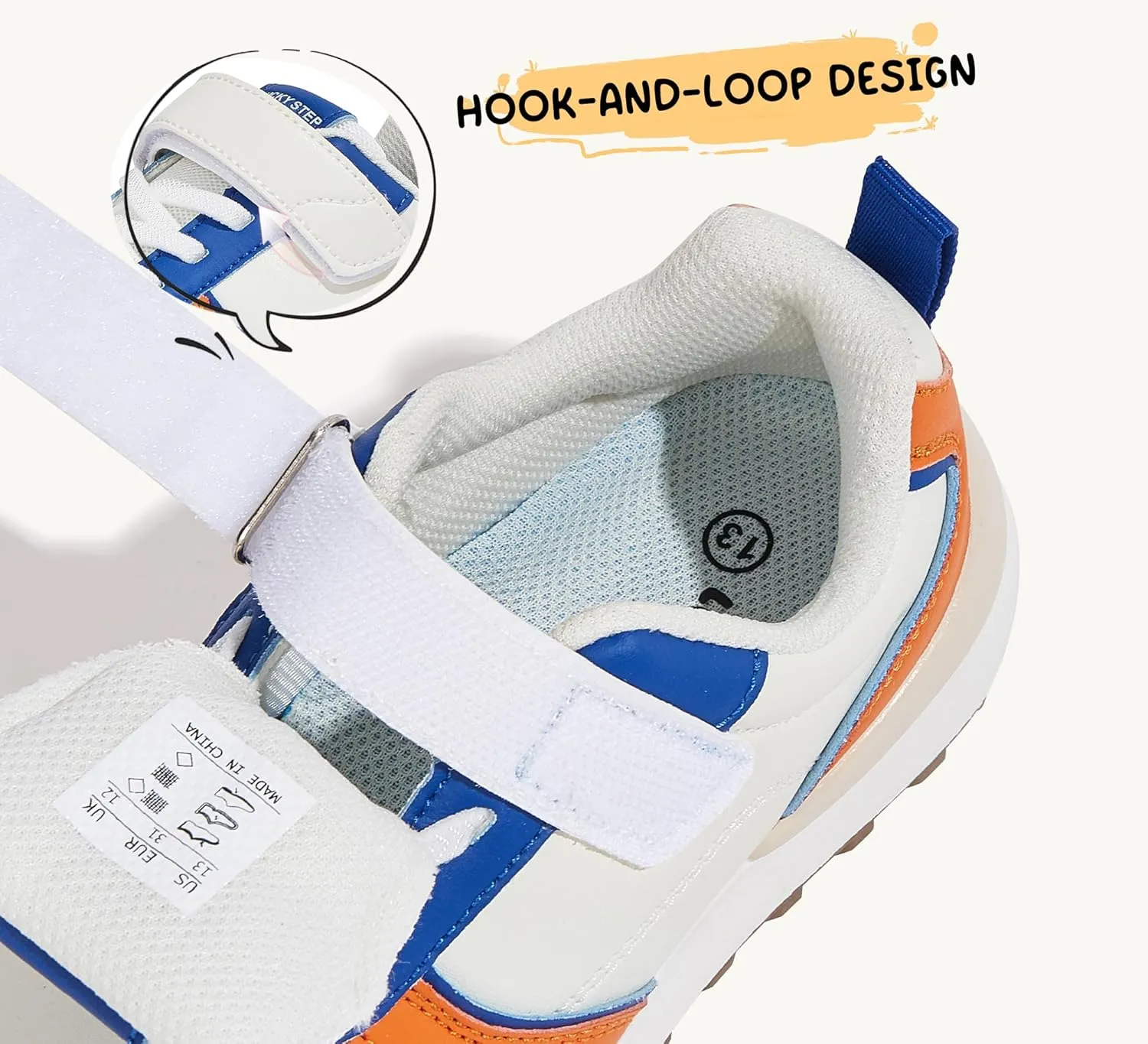 LUCKY STEP Kids Sneakers for Girls Boys Running Non-Slip Tennis Casual Walking Shoes Hook and Loop Unisex-Child Storybook Shoes for Big Kids, Little Kids & Toddlers