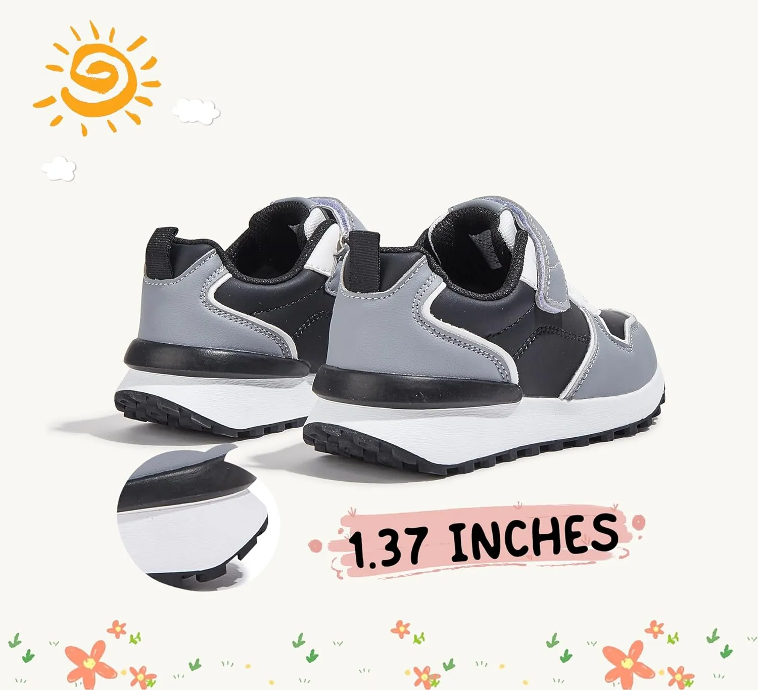 LUCKY STEP Kids Sneakers for Girls Boys Running Non-Slip Tennis Casual Walking Shoes Hook and Loop Unisex-Child Storybook Shoes for Big Kids, Little Kids & Toddlers