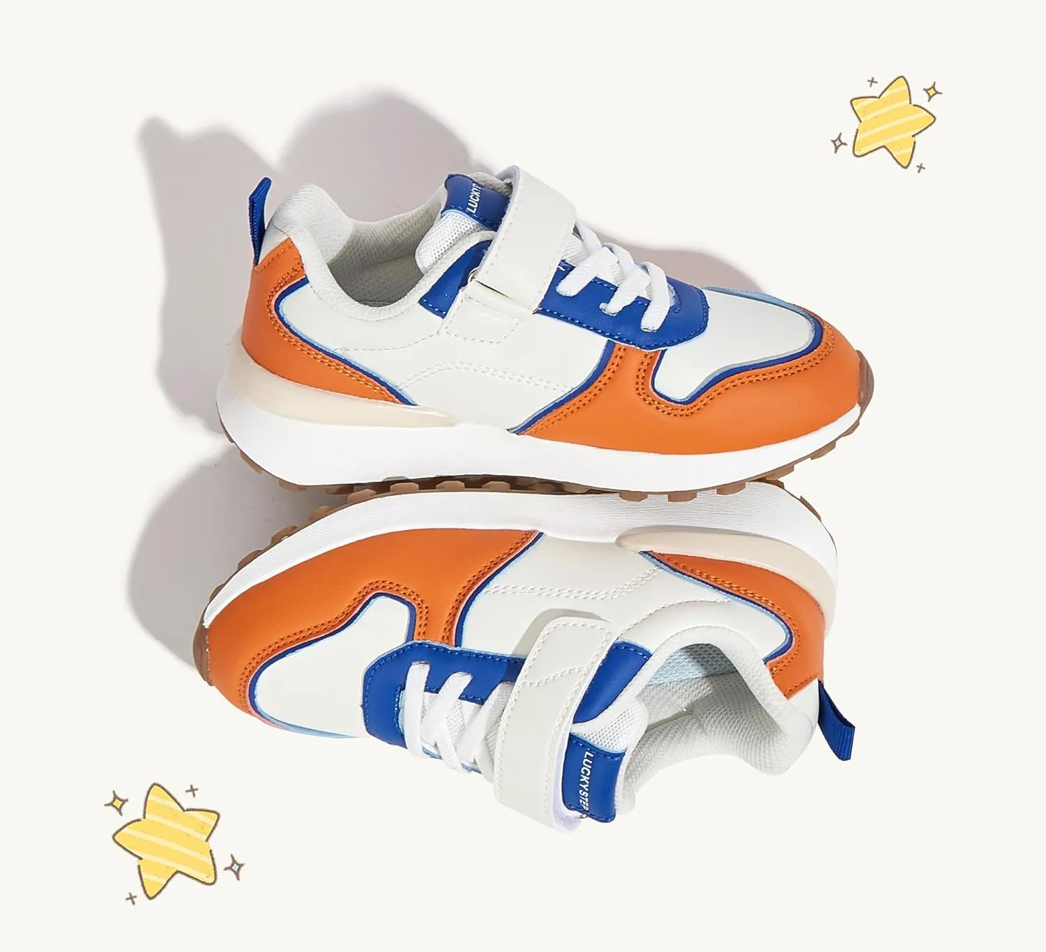 LUCKY STEP Kids Sneakers for Girls Boys Running Non-Slip Tennis Casual Walking Shoes Hook and Loop Unisex-Child Storybook Shoes for Big Kids, Little Kids & Toddlers