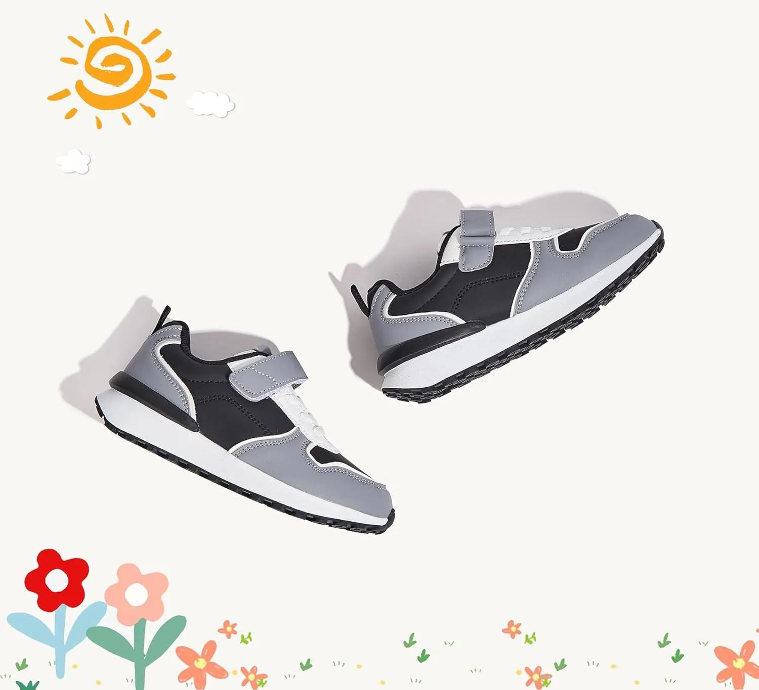 LUCKY STEP Kids Sneakers for Girls Boys Running Non-Slip Tennis Casual Walking Shoes Hook and Loop Unisex-Child Storybook Shoes for Big Kids, Little Kids & Toddlers