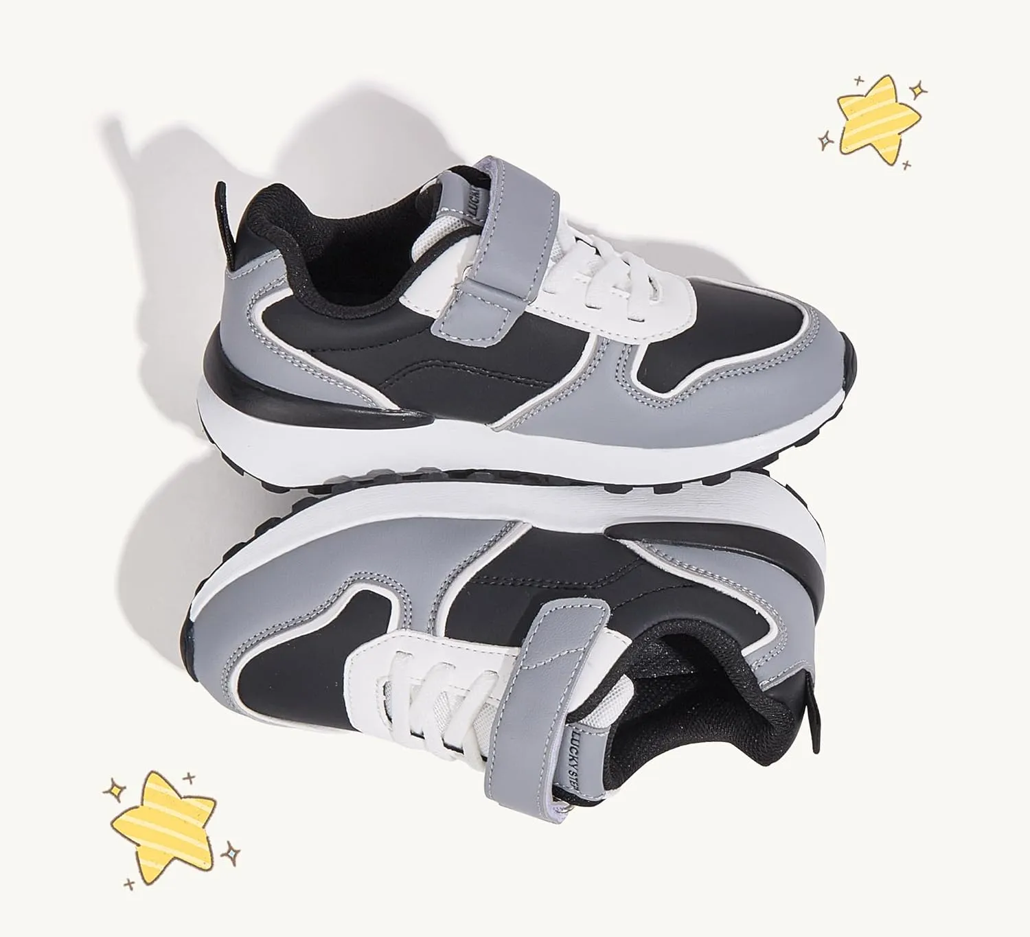 LUCKY STEP Kids Sneakers for Girls Boys Running Non-Slip Tennis Casual Walking Shoes Hook and Loop Unisex-Child Storybook Shoes for Big Kids, Little Kids & Toddlers