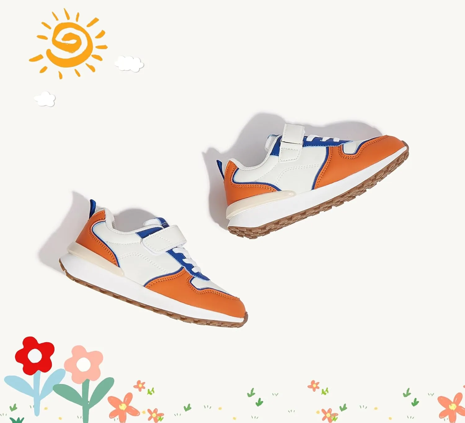 LUCKY STEP Kids Sneakers for Girls Boys Running Non-Slip Tennis Casual Walking Shoes Hook and Loop Unisex-Child Storybook Shoes for Big Kids, Little Kids & Toddlers