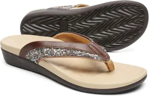 MEGNYA Comfortable Walking Flip Flops for Womens, Orthopedic Walking Sandals with Arch Support, Flat Feet Pain Relief Sandals for Beach, Summer, Pool