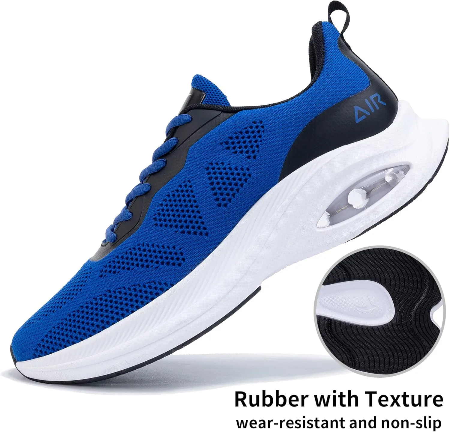 Men Air Running Shoes with Dual Cushions Breathable Lightweight Tennis Walking Sneakers Memory Foam Athletic Sport Shoes