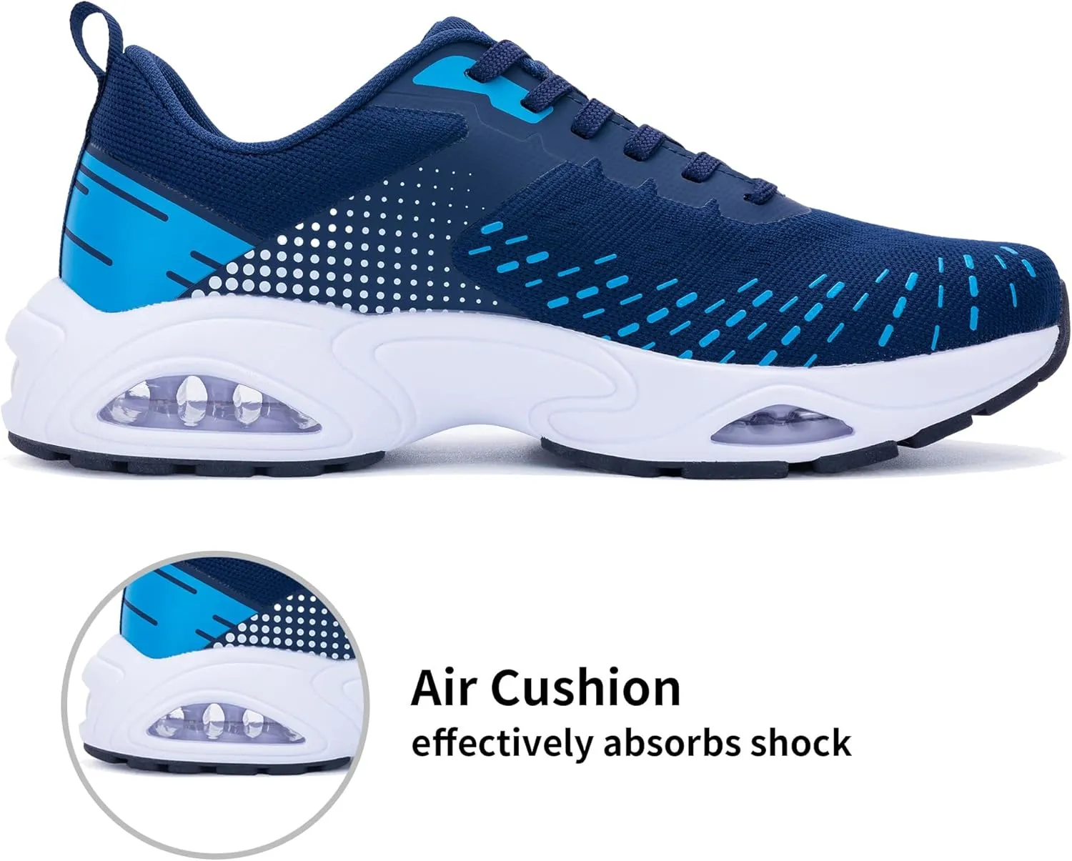 Men Air Running Shoes with Dual Cushions Breathable Lightweight Tennis Walking Sneakers Memory Foam Athletic Sport Shoes