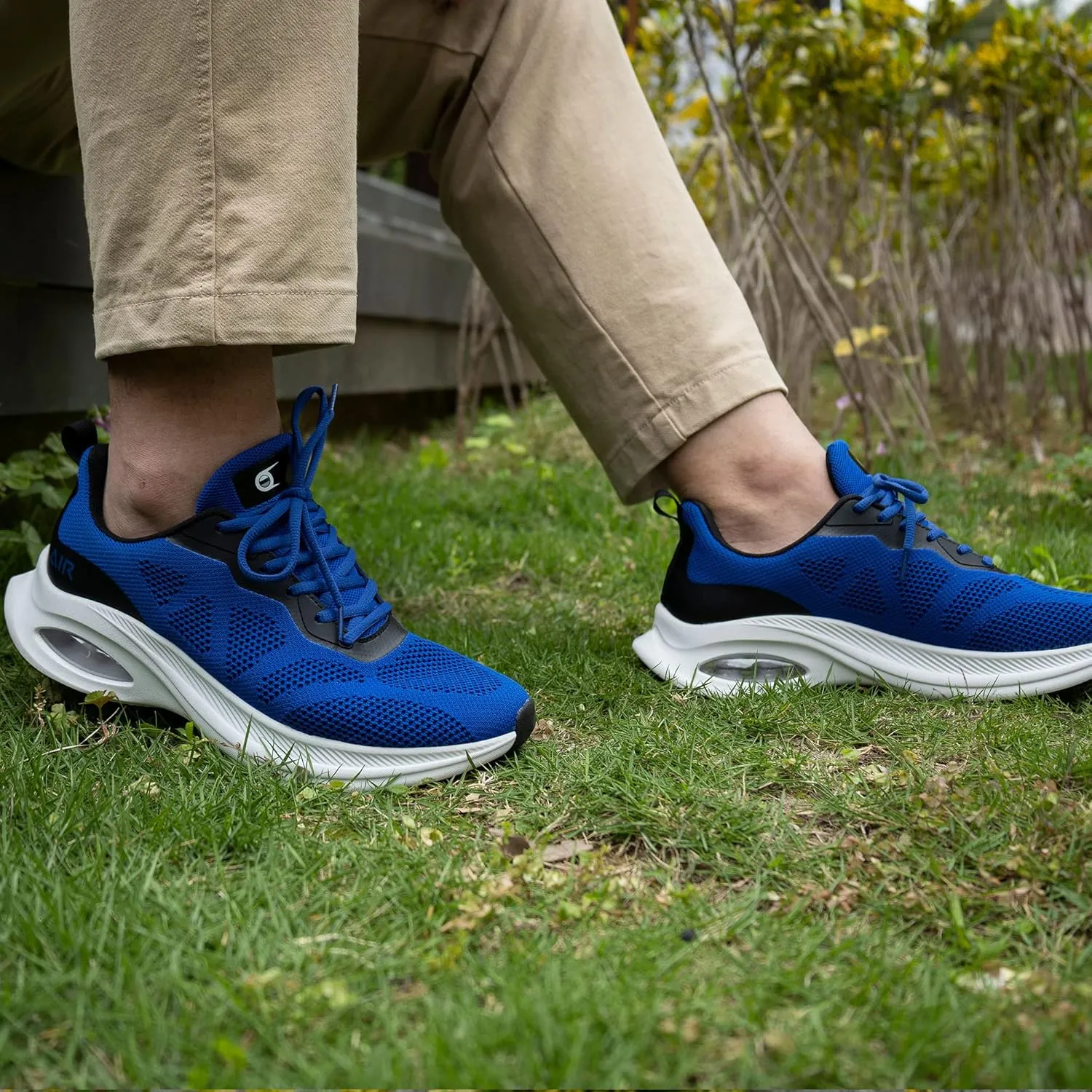 Men Air Running Shoes with Dual Cushions Breathable Lightweight Tennis Walking Sneakers Memory Foam Athletic Sport Shoes