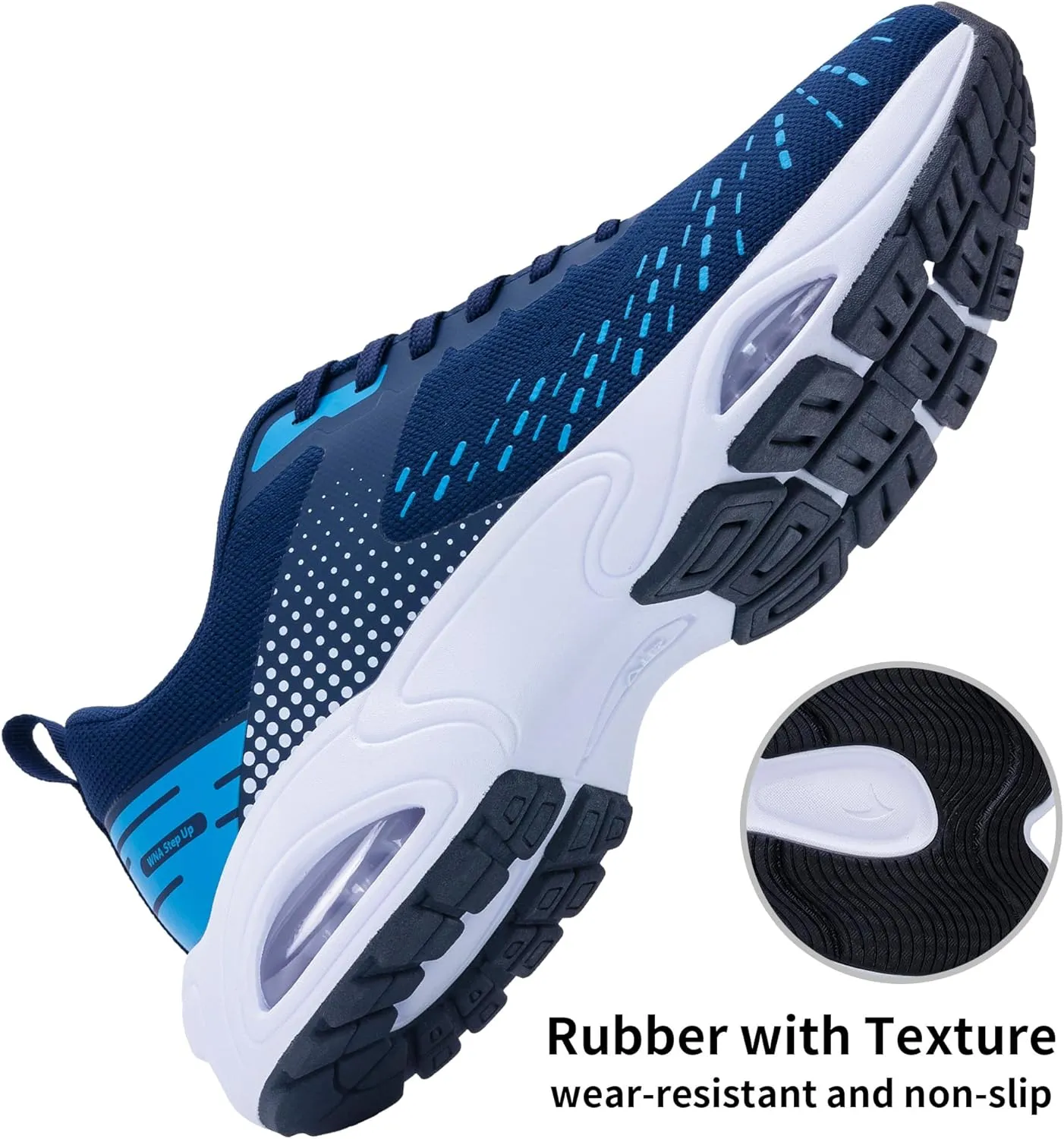 Men Air Running Shoes with Dual Cushions Breathable Lightweight Tennis Walking Sneakers Memory Foam Athletic Sport Shoes