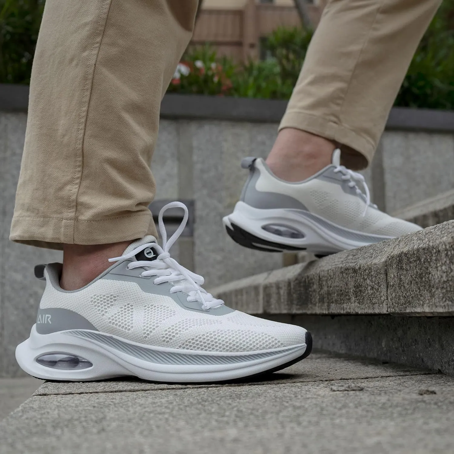 Men Air Running Shoes with Dual Cushions Breathable Lightweight Tennis Walking Sneakers Memory Foam Athletic Sport Shoes