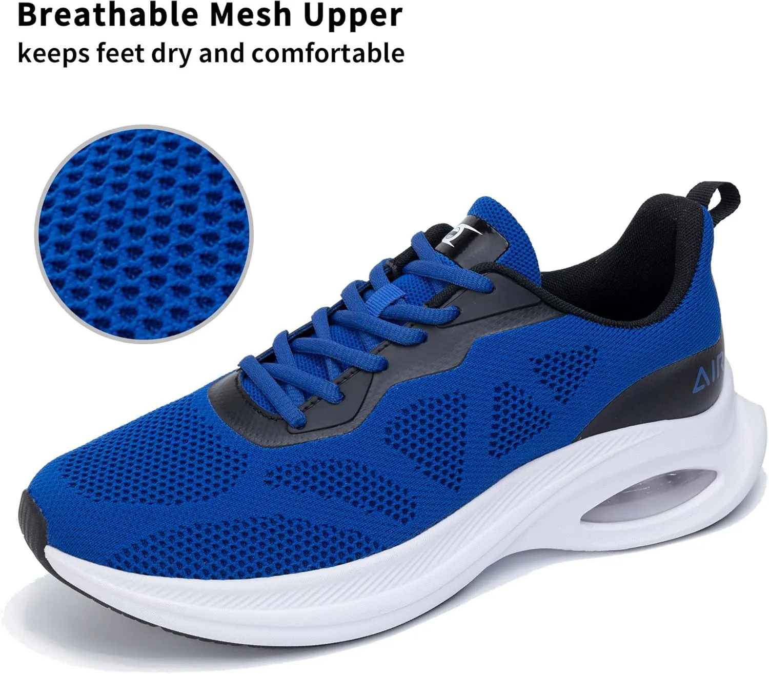 Men Air Running Shoes with Dual Cushions Breathable Lightweight Tennis Walking Sneakers Memory Foam Athletic Sport Shoes
