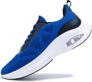 Men Air Running Shoes with Dual Cushions Breathable Lightweight Tennis Walking Sneakers Memory Foam Athletic Sport Shoes