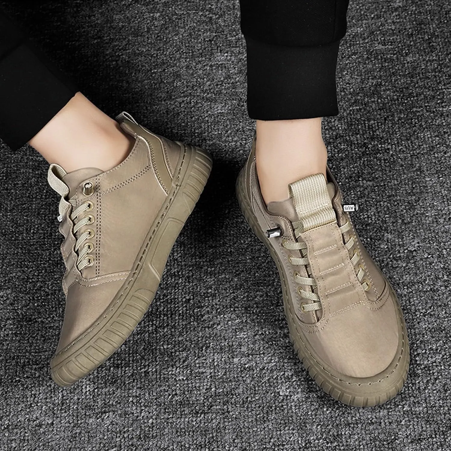 Men Low Top Breathable Casual Walking Shoes Canvas Mens Leather Shoes Casual Wide Sneaker