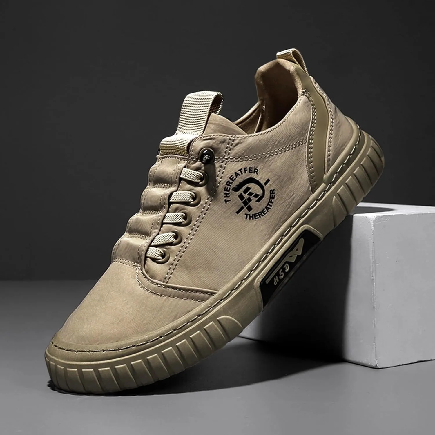 Men Low Top Breathable Casual Walking Shoes Canvas Mens Leather Shoes Casual Wide Sneaker