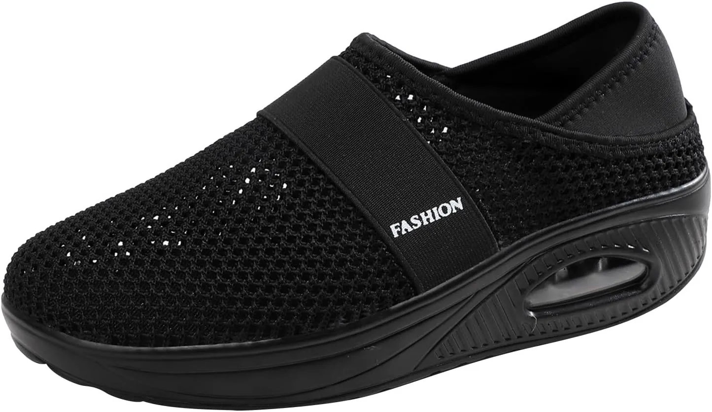 Men Slip on Walking Shoes Air Cushion Casual Dressy Memory Foam Breathable Fashion Sneakers Non Slip Arch Support Cushioning Athletic Running Shoes