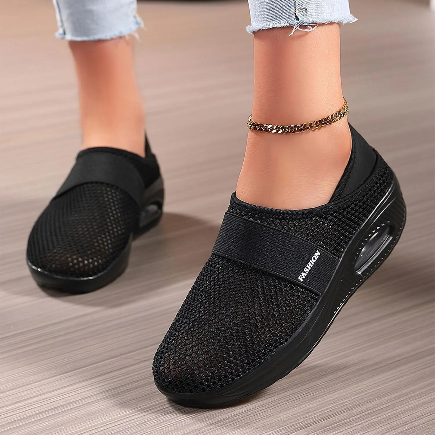 Men Slip on Walking Shoes Air Cushion Casual Dressy Memory Foam Breathable Fashion Sneakers Non Slip Arch Support Cushioning Athletic Running Shoes