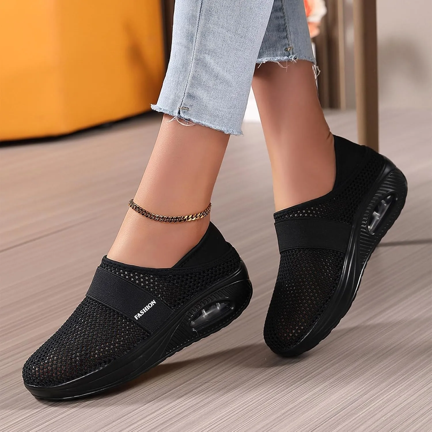 Men Slip on Walking Shoes Air Cushion Casual Dressy Memory Foam Breathable Fashion Sneakers Non Slip Arch Support Cushioning Athletic Running Shoes