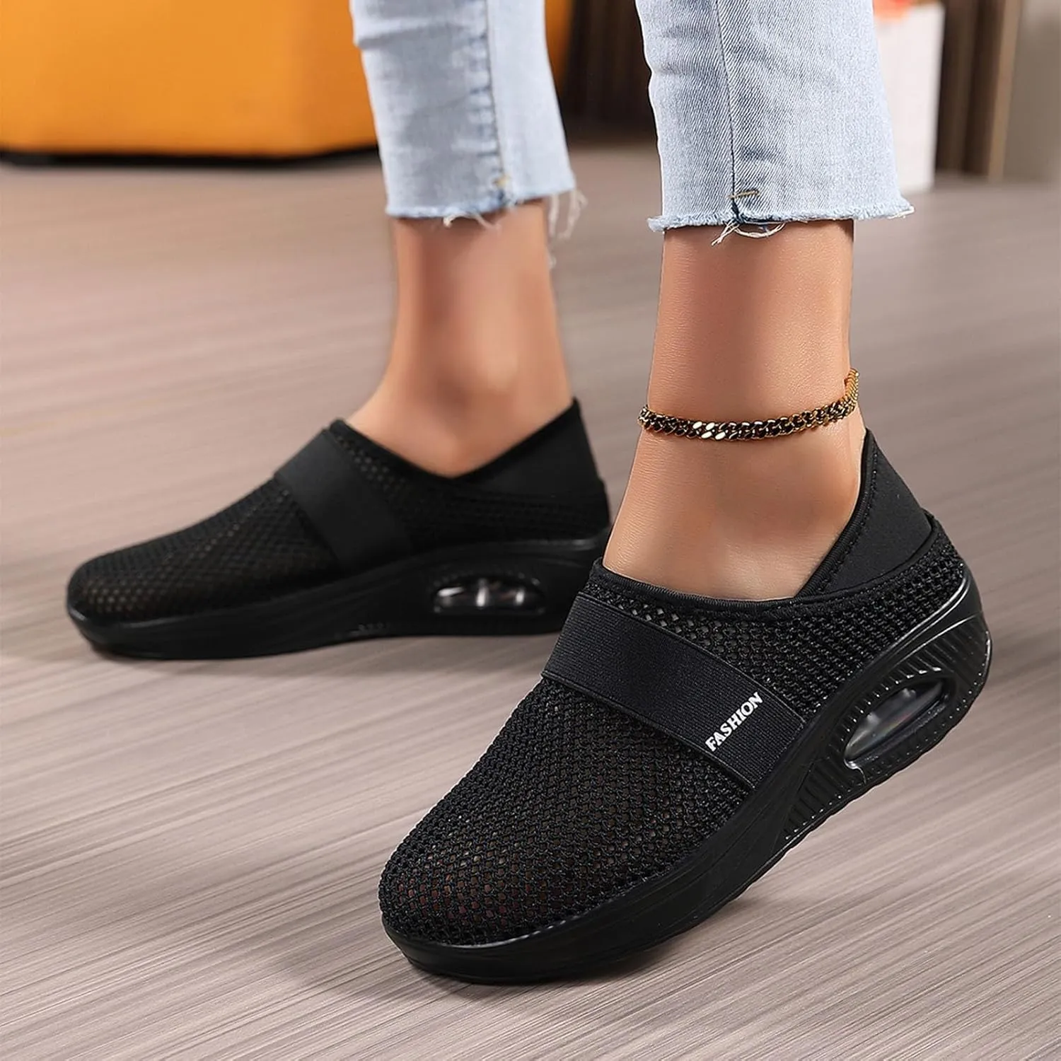Men Slip on Walking Shoes Air Cushion Casual Dressy Memory Foam Breathable Fashion Sneakers Non Slip Arch Support Cushioning Athletic Running Shoes