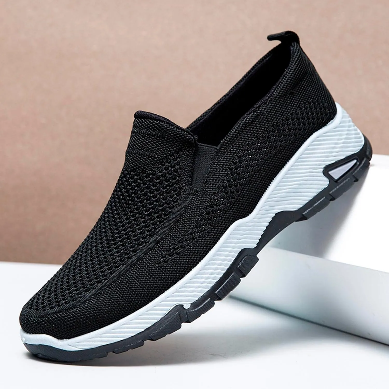 Men Slip on Walking Shoes Comfortable Memory Foam Breathable Fashion Sneakers Non Slip Indoor Outdoor Training Gym Shoes Wide Width