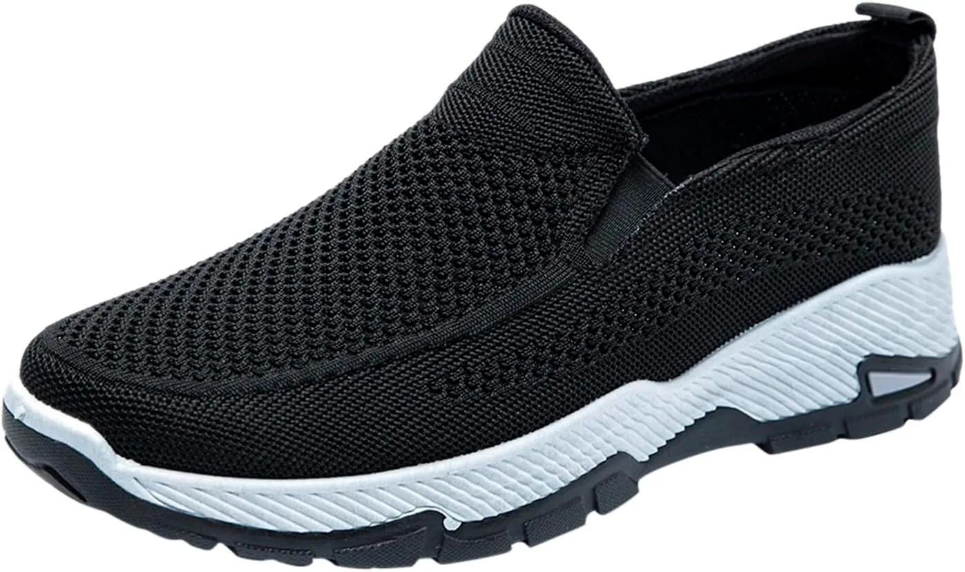 Men Slip on Walking Shoes Comfortable Memory Foam Breathable Fashion Sneakers Non Slip Indoor Outdoor Training Gym Shoes Wide Width