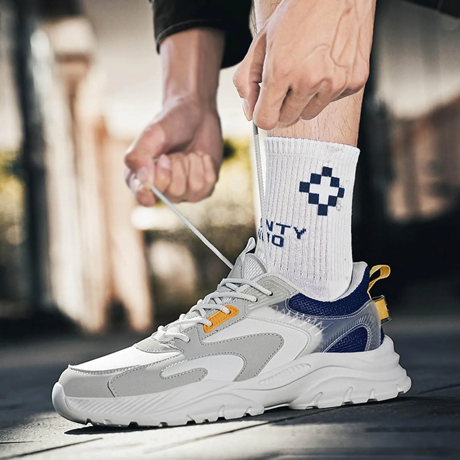 Men Sneakers Mesh Breathable Comfortable Outdoor Casual Thick Bottom Flat Comfortable Sports Mens Sneaker Boots