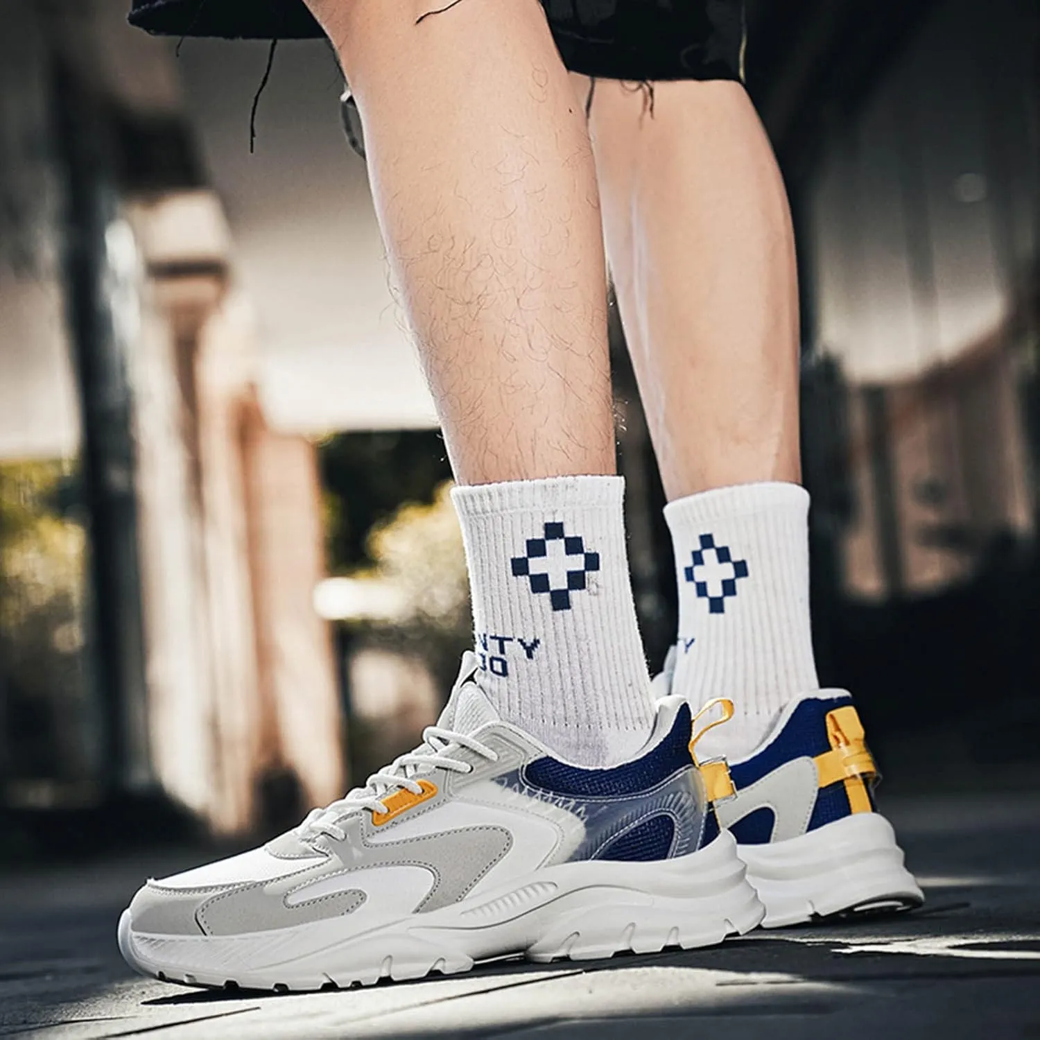 Men Sneakers Mesh Breathable Comfortable Outdoor Casual Thick Bottom Flat Comfortable Sports Mens Sneaker Boots