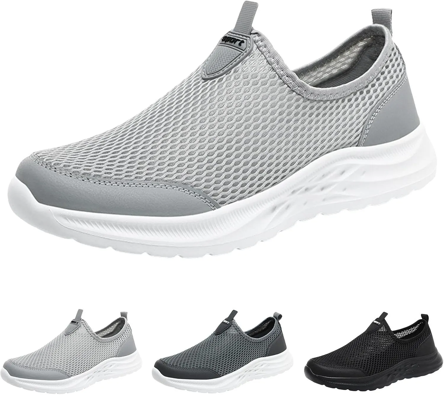 Men Sports Shoes Fashionable New Pattern Mesh Hollow Breathable Comfortable Flat Bottom Lightweight Sneaker Crease Men