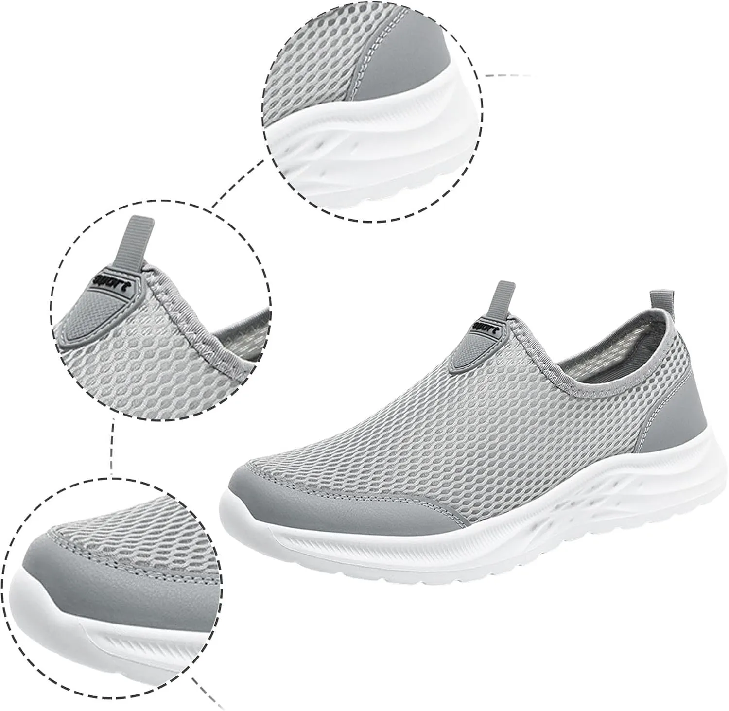 Men Sports Shoes Fashionable New Pattern Mesh Hollow Breathable Comfortable Flat Bottom Lightweight Sneaker Crease Men